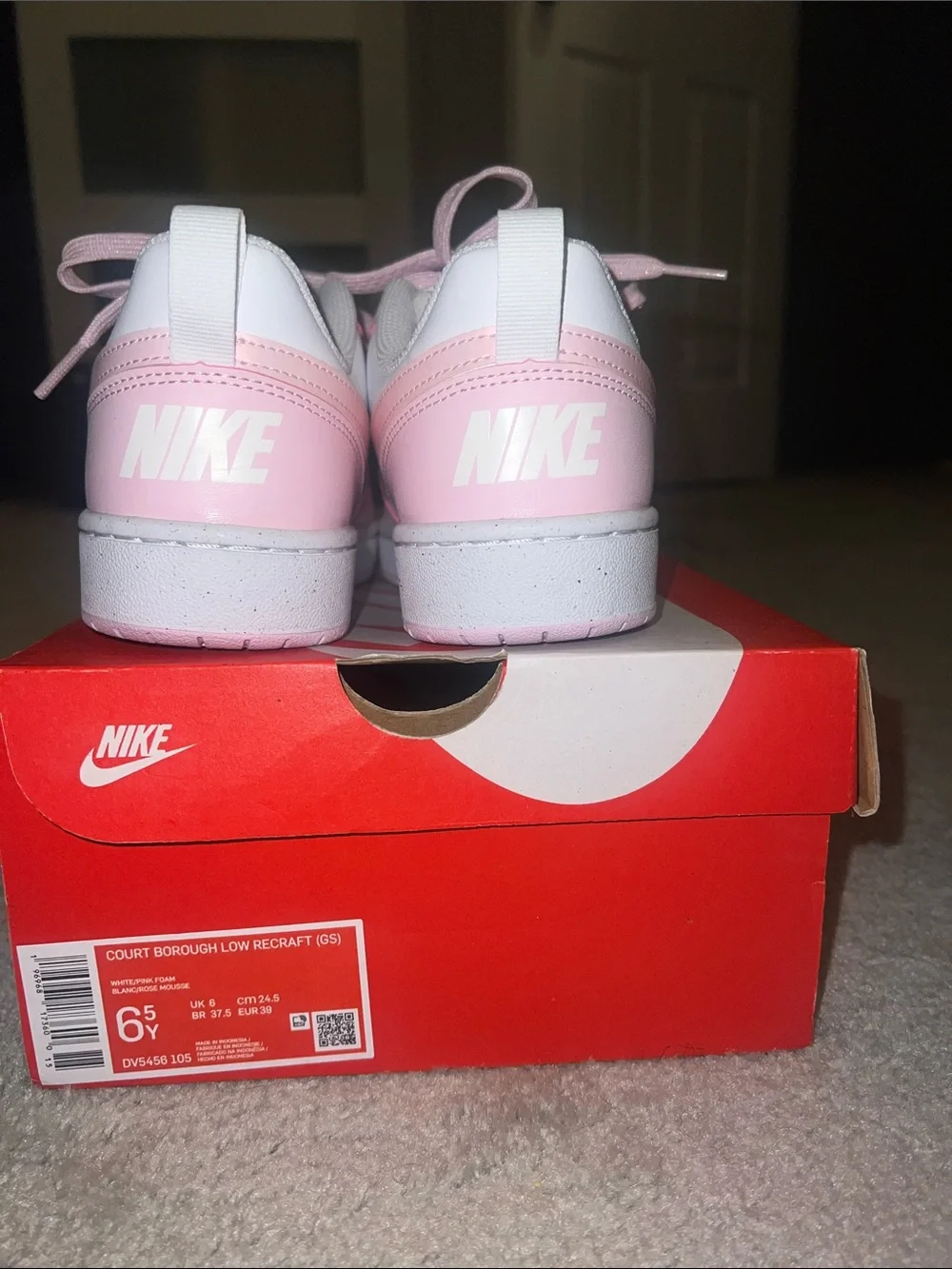 Nike Pink and White Low-Top Sneakers